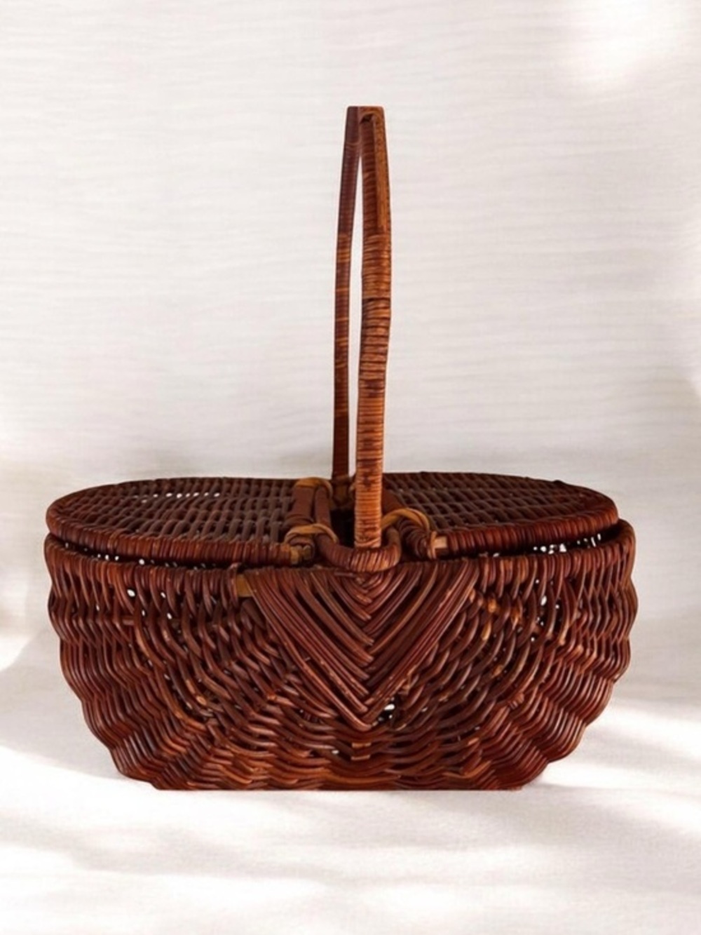 Farmhouse egg basket double lids wicker basket country decor garden basket